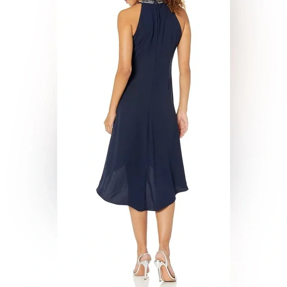 NWT S.L. Fashions Jewel Neck Halter Dress Size 14 - Picture 2 of 7